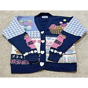 Vintage Country Workshop Cardigan Sweater Women's Medium Cottagecore Grandmacore